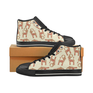 Yule Goat or Christmas goat Pattern Women's High Top Canvas Shoes Black