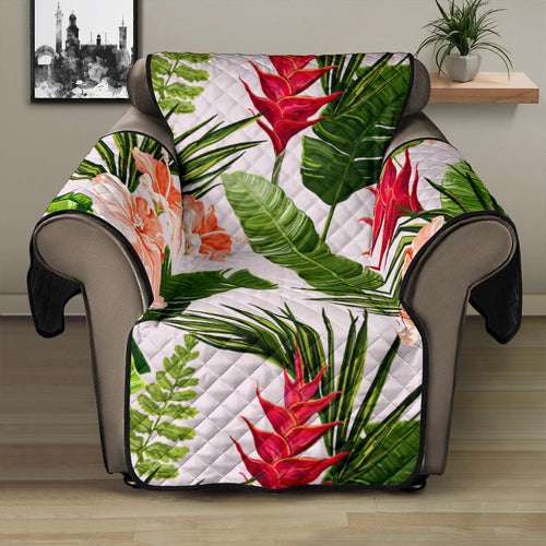 Heliconia Hibiscus Leaves Pattern Recliner Cover Protector