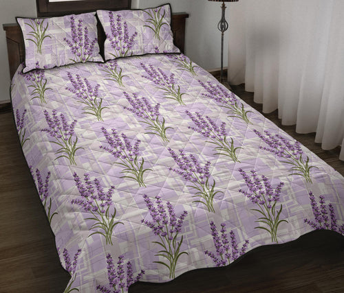 Lavender Pattern Theme Quilt Bed Set