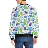 Whale Stripe Dot Pattern Men's Crew Neck Sweatshirt