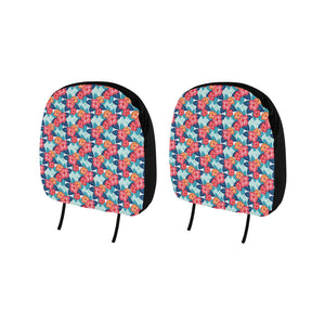 Hibiscus Pattern Print Design 05 Car Headrest Cover