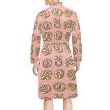 Pretzels Pattern Print Design 04 Men's Long Sleeve Belted Night Robe