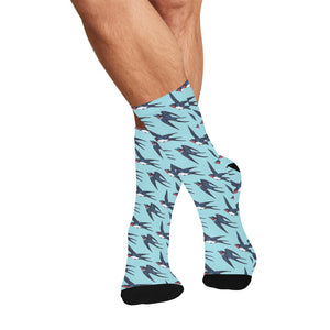 Swallow Pattern Print Design 01 Crew Socks