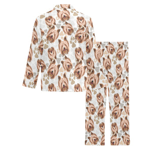 Yorkshire Terrier Pattern Print Design 04 Men's Long Pajama Set