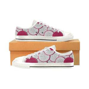 Sliced Dragon Fruit Pattern Women's Low Top Canvas Shoes White