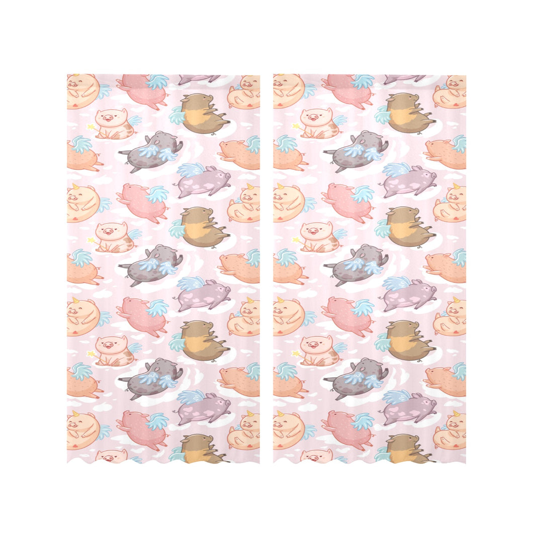 Pig Pattern Print Design 02 Gauze Curtain