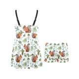 Squirrel Pattern Print Design 02 Chest Sexy Pleated Two Piece Swim Dress