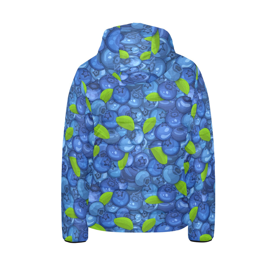 Blueberry Pattern Background Kids' Boys' Girls' Padded Hooded Jacket