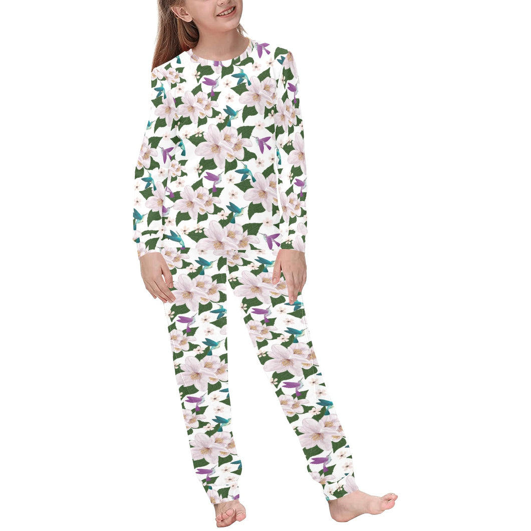 Hummingbird Pattern Print Design 01 Kids' Boys' Girls' All Over Print Pajama Set