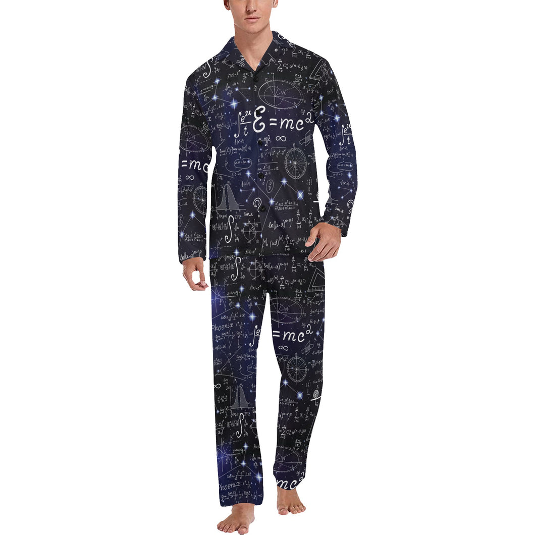 Math Pattern Print Design 02 Men's Long Pajama Set