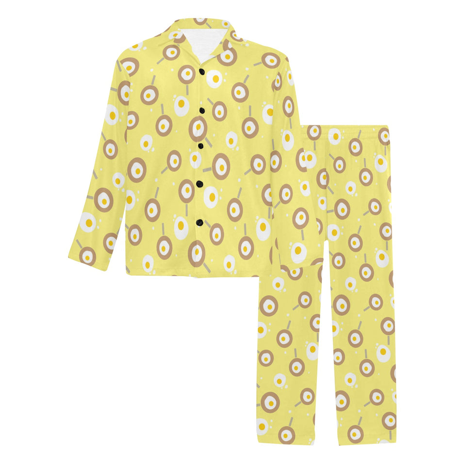 Fried Eggs Pattern Print Design 03 Men's Long Pajama Set