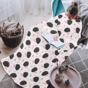 Hedgehog Pattern Print Design 04 Blanket Robe with Sleeves