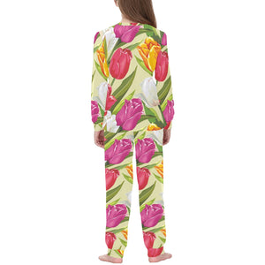 Colorful Tulip Pattern Kids' Boys' Girls' All Over Print Pajama Set