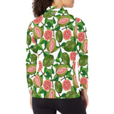 Guava Leaves Pattern Women's Long Sleeve Polo Shirt