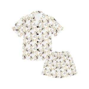 Golden Retriever Pattern Print Design 02 Kids' Boys' Girls' V-Neck Short Pajama Set