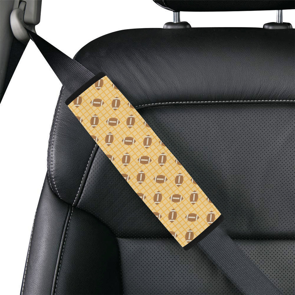 American Football Ball Pattern Yellow Background Car Seat Belt Cover