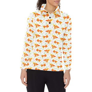 Goldfish Pattern Print Design 03 Women's Long Sleeve Polo Shirt