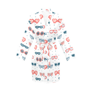 Sun Glasses Pattern Print Design 02 Women's Long Sleeve Belted Night Robe