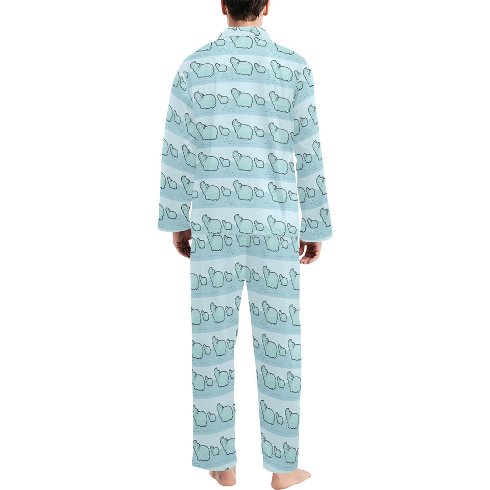 Hippopotamus Pattern Print Design 02 Men's Long Pajama Set