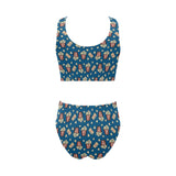 Popcorn Pattern Print Design 03 Chest Bowknot High Waisted Bikini Swimsuit