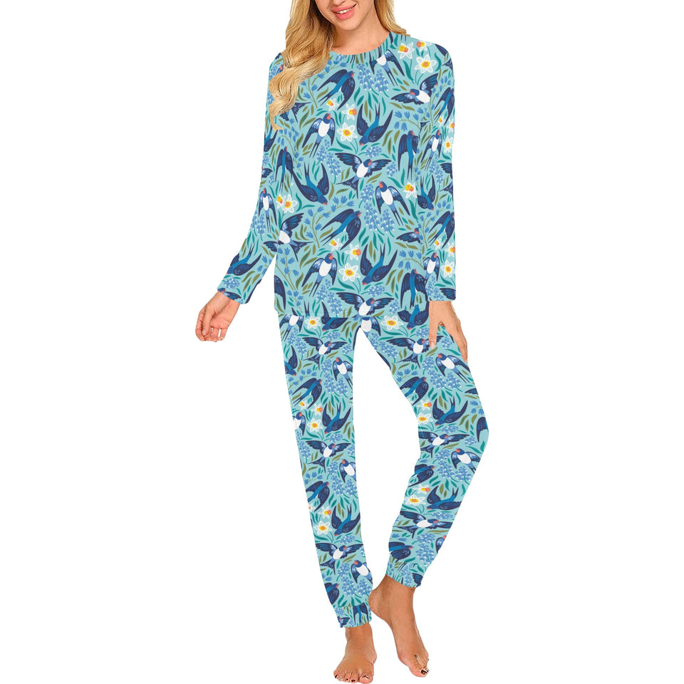 Swallow Pattern Print Design 05 Women's All Over Print Pajama Set