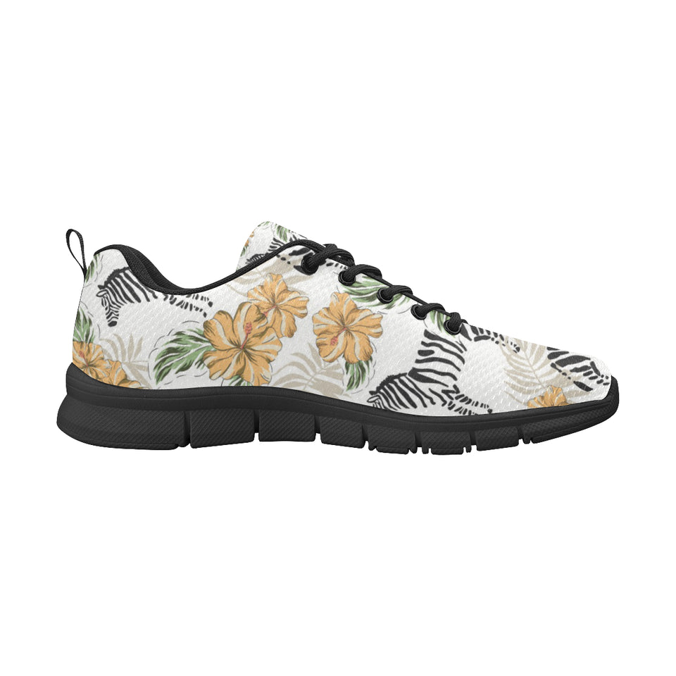 Zebra Hibiscus Pattern Men's Sneakers Black