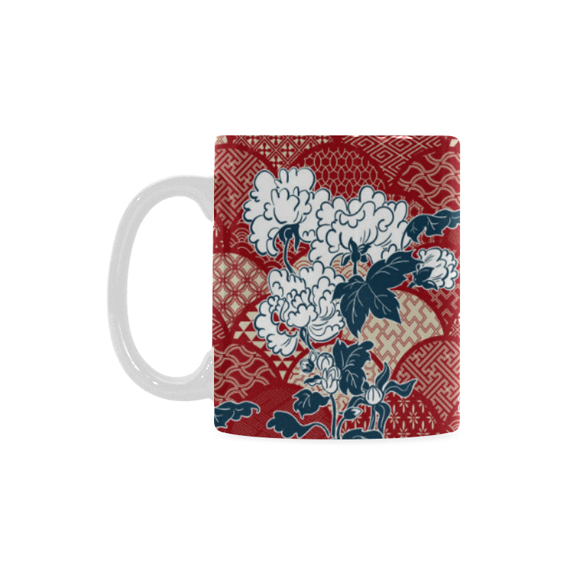 Red Theme Japanese Pattern Classical White Mug (FulFilled In US)
