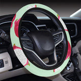 Dragon Fruit Pattern Green Background Car Steering Wheel Cover