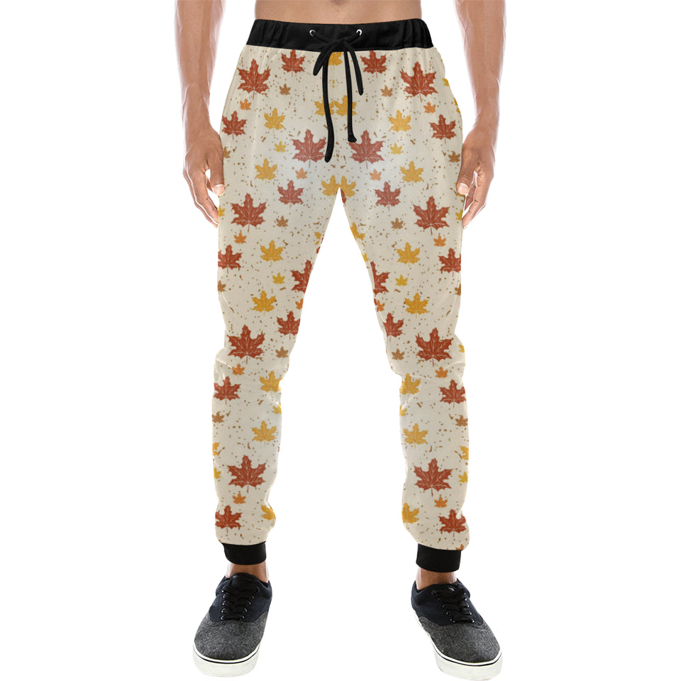 Red and Orange Maple Leaves Pattern Unisex Casual Sweatpants