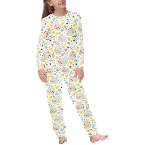 Hippopotamus Pattern Print Design 05 Kids' Boys' Girls' All Over Print Pajama Set