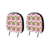 Flamingo Pink Hibiscus Pattern Car Headrest Cover