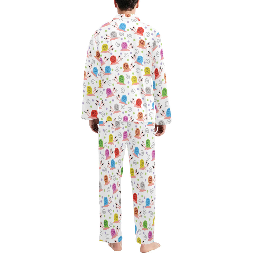 Snail Pattern Print Design 05 Men's Long Pajama Set