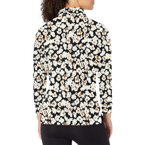 Popcorn Pattern Print Design 02 Women's Long Sleeve Polo Shirt