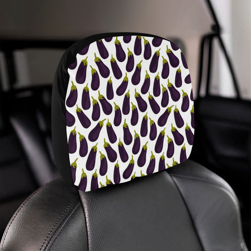 Eggplant Pattern Print Design 01 Car Headrest Cover