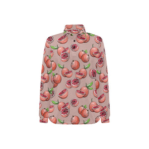 Grapefruit Pattern Background Women's Long Sleeve Polo Shirt