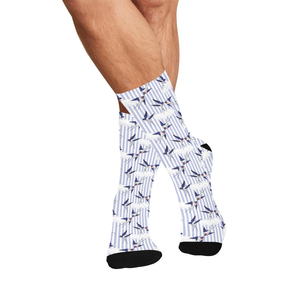 Swallow Pattern Print Design 03 Crew Socks