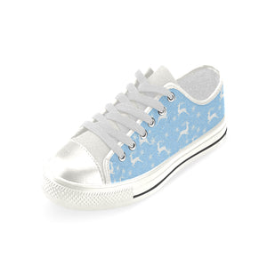 Snowflake Deer Pattern Women's Low Top Canvas Shoes White