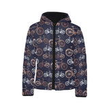 Bicycle Pattern Print Design 01 Kids' Boys' Girls' Padded Hooded Jacket