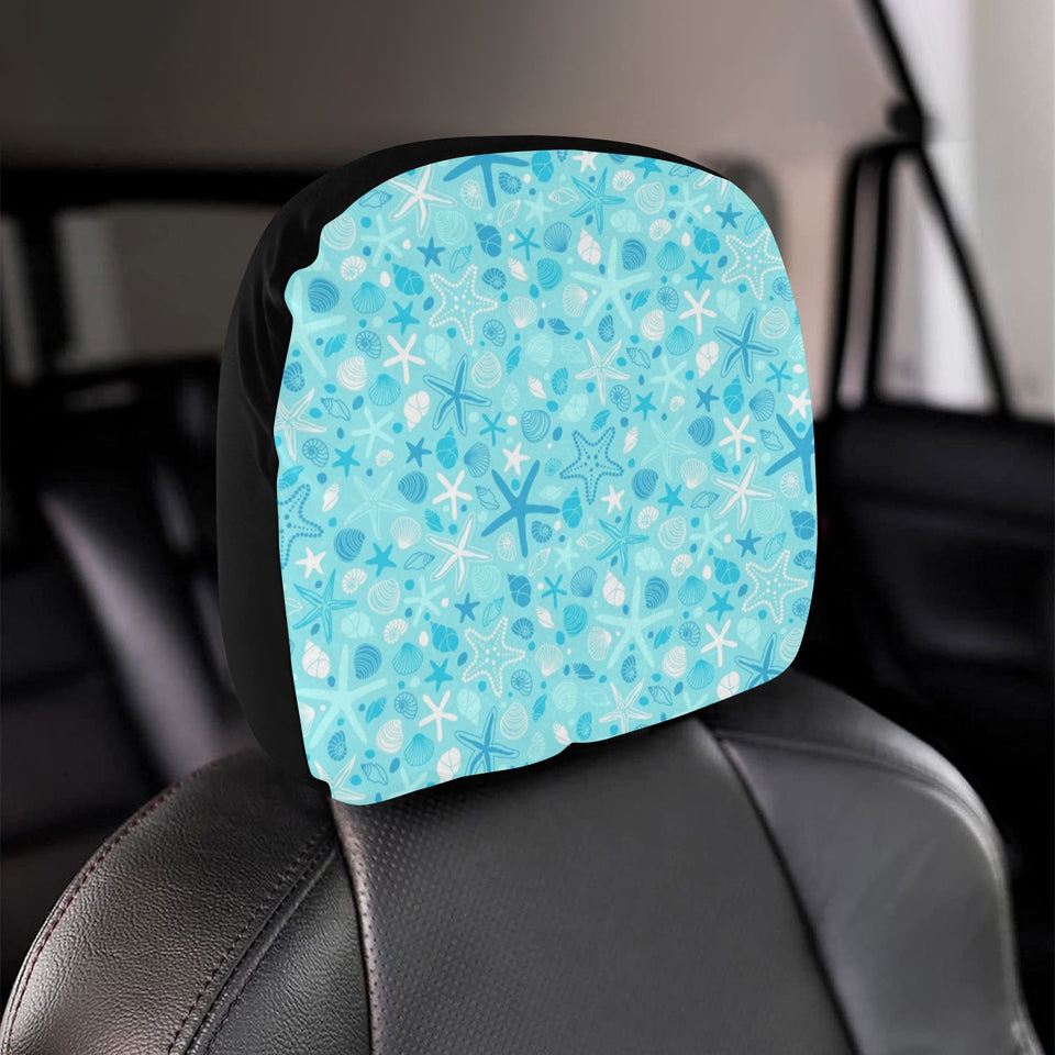 Starfish Shell Blue Theme Pattern Car Headrest Cover