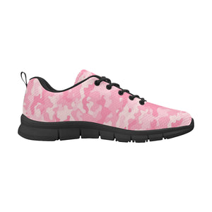 Pink Camo Camouflage Pattern Men's Sneakers Black