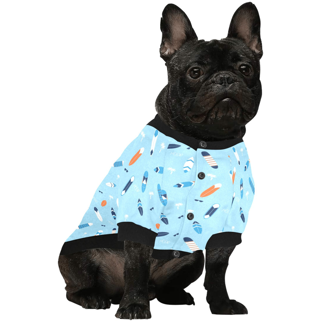 Surfboard Pattern Print Design 05 All Over Print Pet Dog Round Neck Fuzzy Shirt