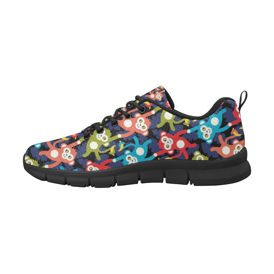 Colorful Monkey Pattern Men's Sneakers Black