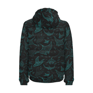 Stingray Pattern Print Design 02 Men's Padded Hooded Jacket(ModelH42)