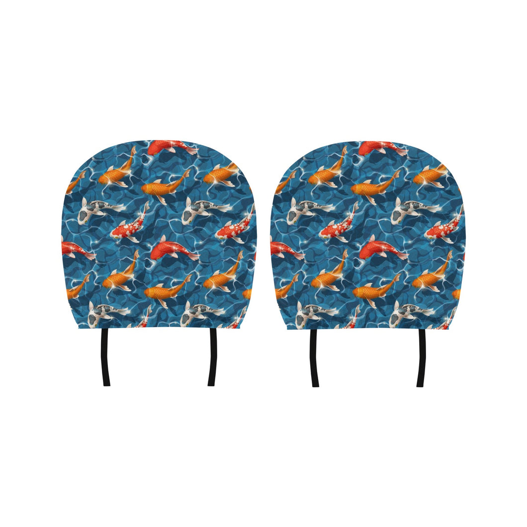 Koi Fish Carp Fish in Water Pattern Car Headrest Cover