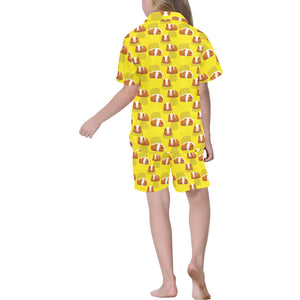 Guinea Pig Pattern Print Design 05 Kids' Boys' Girls' V-Neck Short Pajama Set