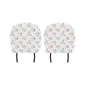 Hand Drawn Windmill Pattern Car Headrest Cover