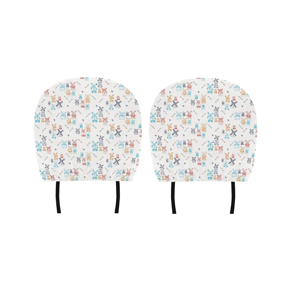 Hand Drawn Windmill Pattern Car Headrest Cover