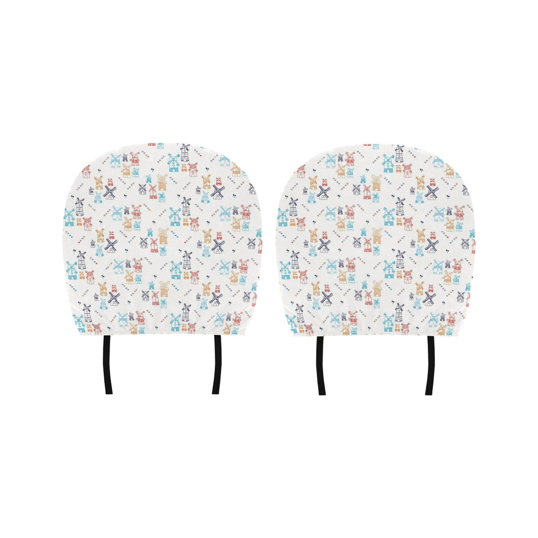 Hand Drawn Windmill Pattern Car Headrest Cover