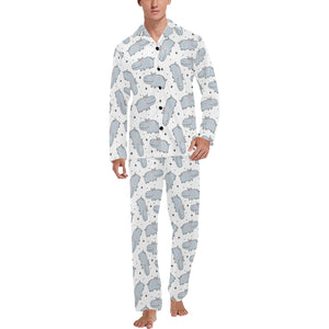 Hippopotamus Pattern Print Design 01 Men's Long Pajama Set