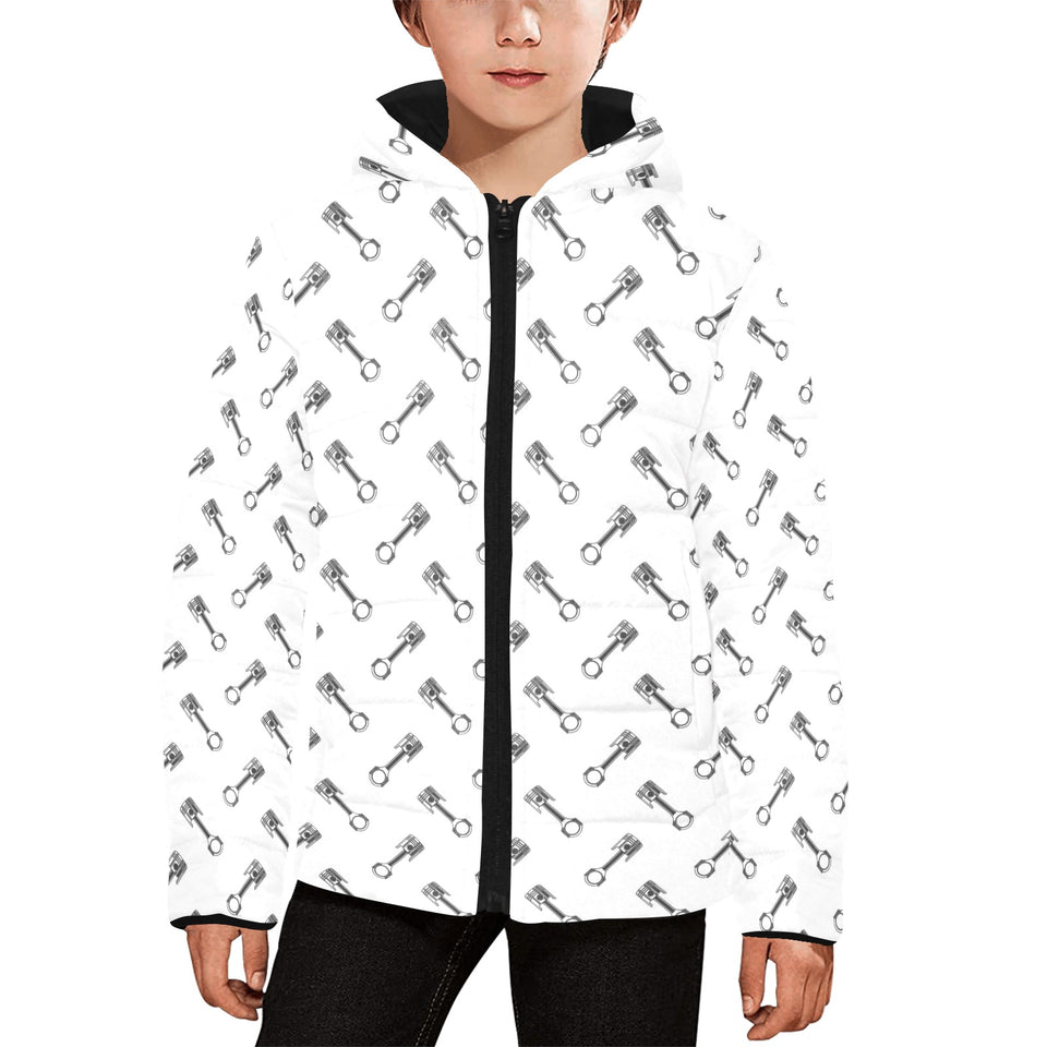 Engine Piston Pattern Print Design 02 Kids' Boys' Girls' Padded Hooded Jacket